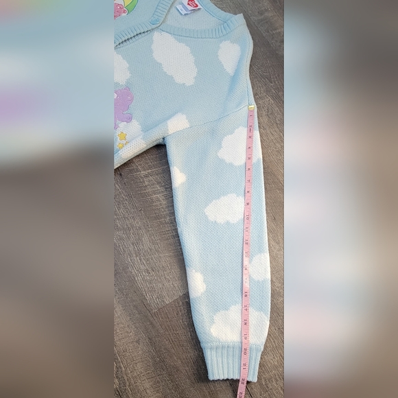Care Bears by Hot Topic Cozy Grandpa Cardigan Womens L Sky Blue Clouds Whimsical - Picture 12 of 14